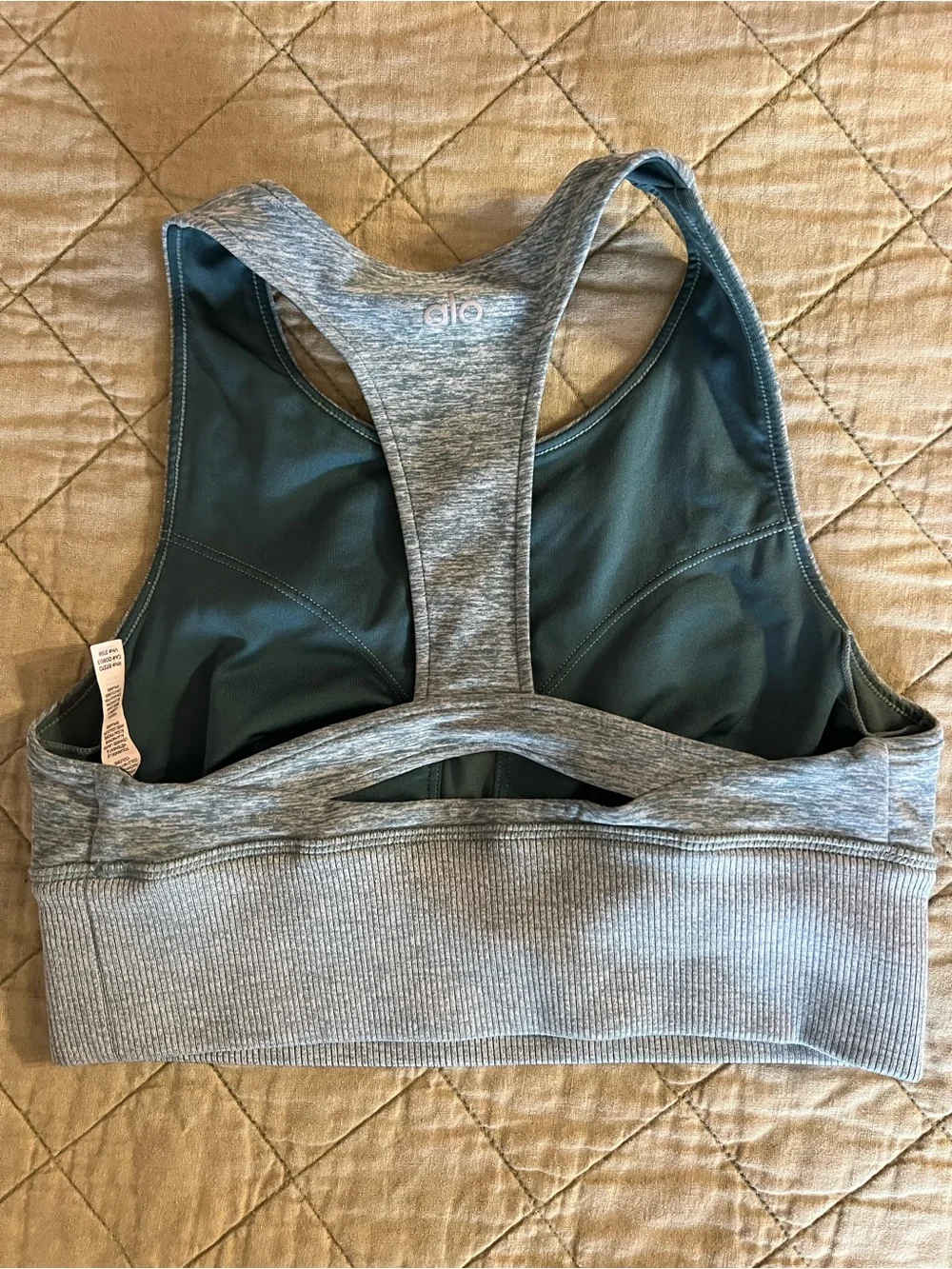ALO Yoga Blue/Gray Heather Racerback Sports Bra